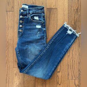 KanCan Medium Blue Button-Up Skinny Jeans